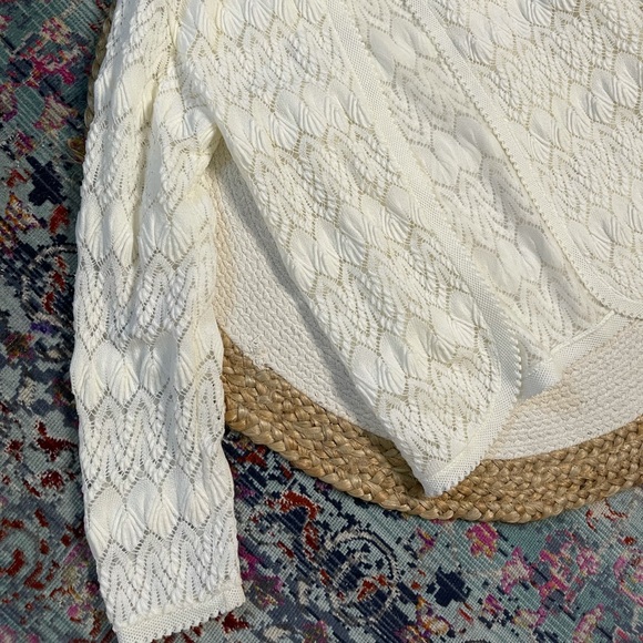 Cardigan Sweater Vintage Crochet Vienna Lace Open Sheer Mesh Top B1 - Picture 7 of 16